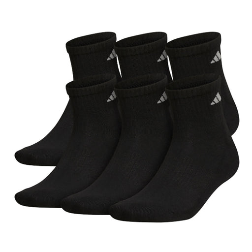 Adidas Athletic Cushioned Men Quarter Socks 6-Pack - BLK/ALUMINUM 2/XL