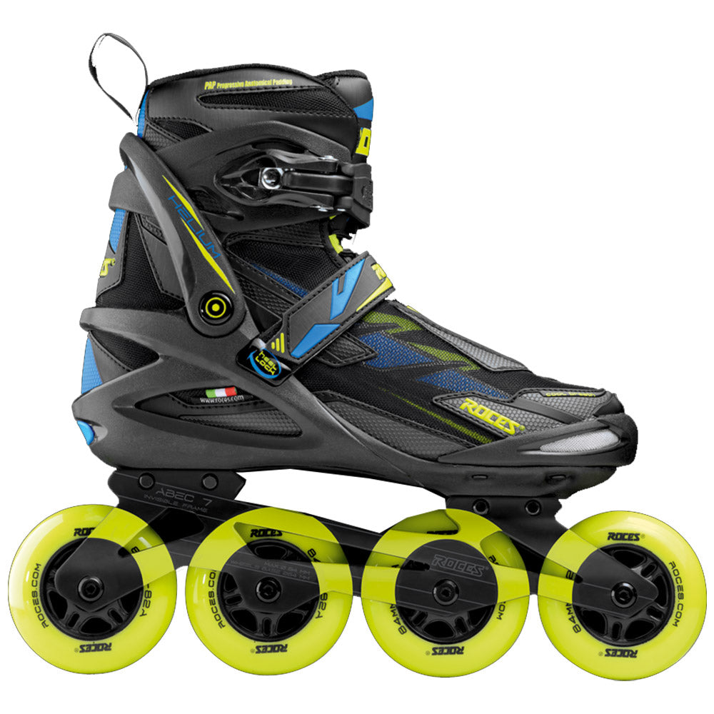 Pattini In Linea Roces Warp Thread Tif Unisex - Taglia 4, Telaio Alluminio Invisibile, Ruote 84-82 Mm, ABEC 7, Nero-Verde Oliva