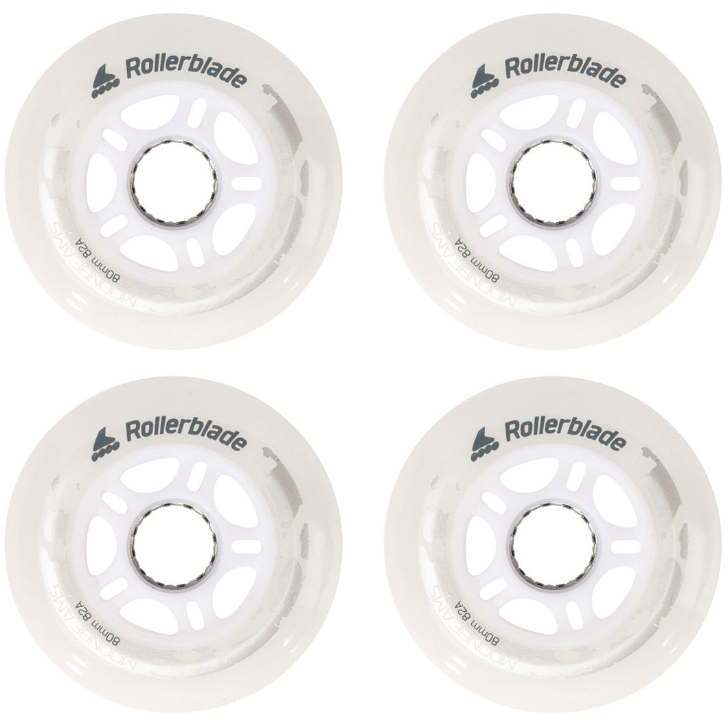 Rollerblade Moonbeams LED 80/82A Inline Skate Whls - White