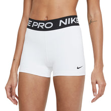 
                        
                          Load image into Gallery viewer, Nike Pro 3in Womens Training Shorts - WHITE/BLACK 100/L
                        
                       - 3