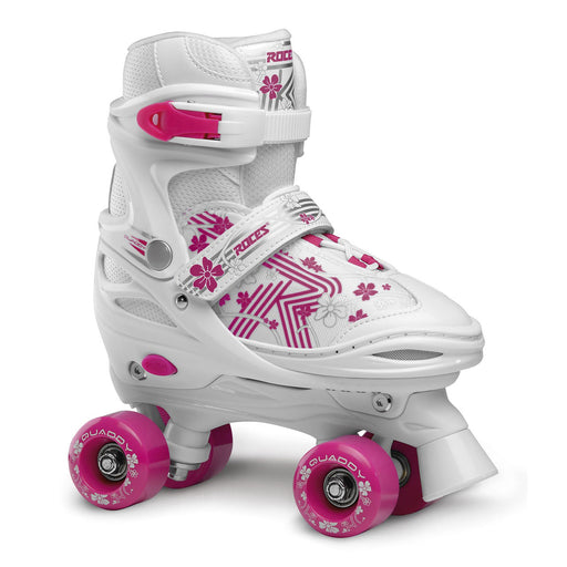Roces Quaddy 3.0 Adjustable Girls Roller Skates - 5-8/WHITE/PINK 001