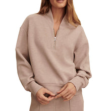 
                        
                          Load image into Gallery viewer, Varley Davidson Womens Half Zip Sweatshirt - Taupe Marl/L
                        
                       - 3