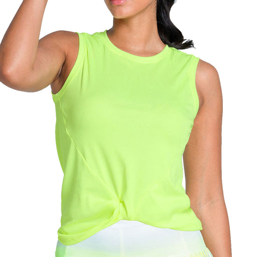 Lucky in Love Twist Front Womens Tennis Tank Top - Lemon Frost/L