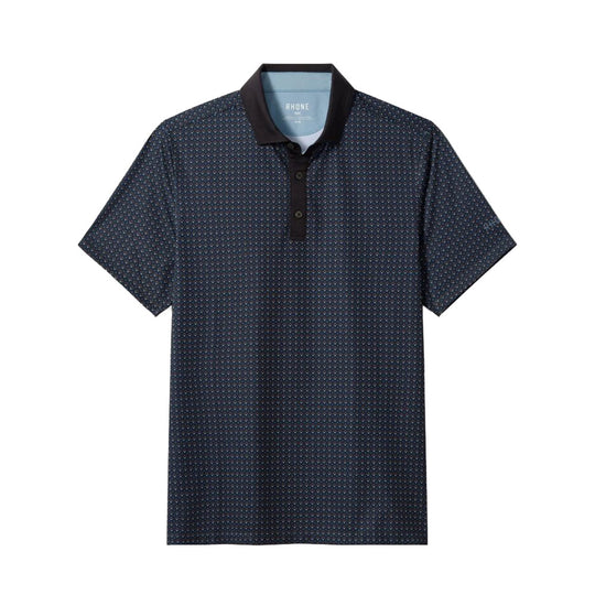 Rhone Sport Geo Navy Brown Mens Golf Polo