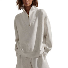 
                        
                          Load image into Gallery viewer, Varley Hawley Half-Zip Womens Sweater - Ivory Marl/L
                        
                       - 5