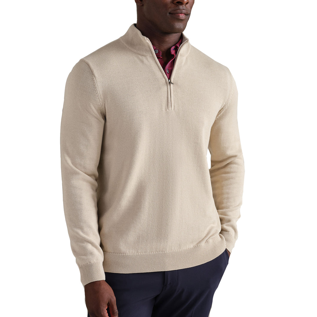 Rhone Commuter Quarter-Zip Mens Sweater - Bone/XL