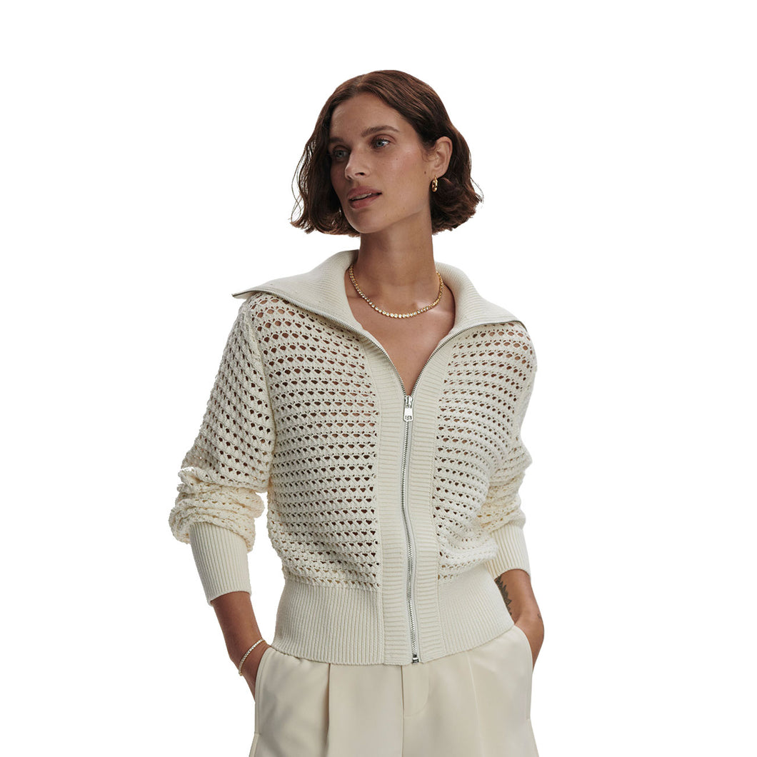 Varley Eloise Full Zip Knit Womens Sweater - Egret/M