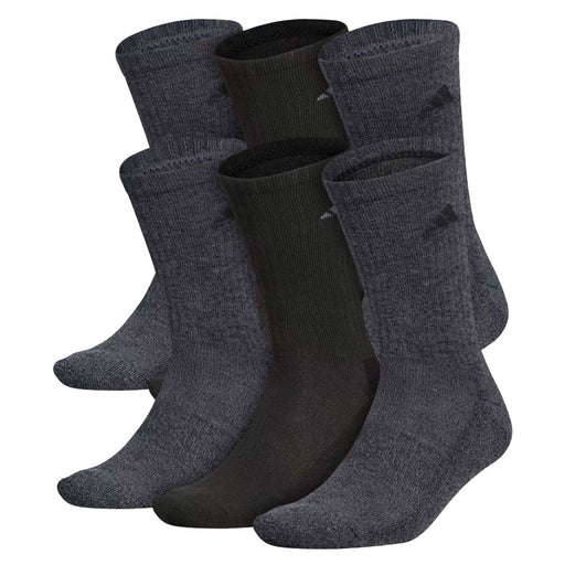 Adidas Athletic Cushioned Mens Crew Socks 6-Pack - Black/Onix Grey/L