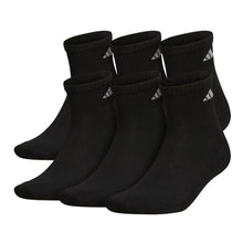 
                        
                          Load image into Gallery viewer, Adidas Athletic Cushioned Men Quarter Socks 6-Pack - BLK/ALUMINUM 2/XL
                        
                       - 1