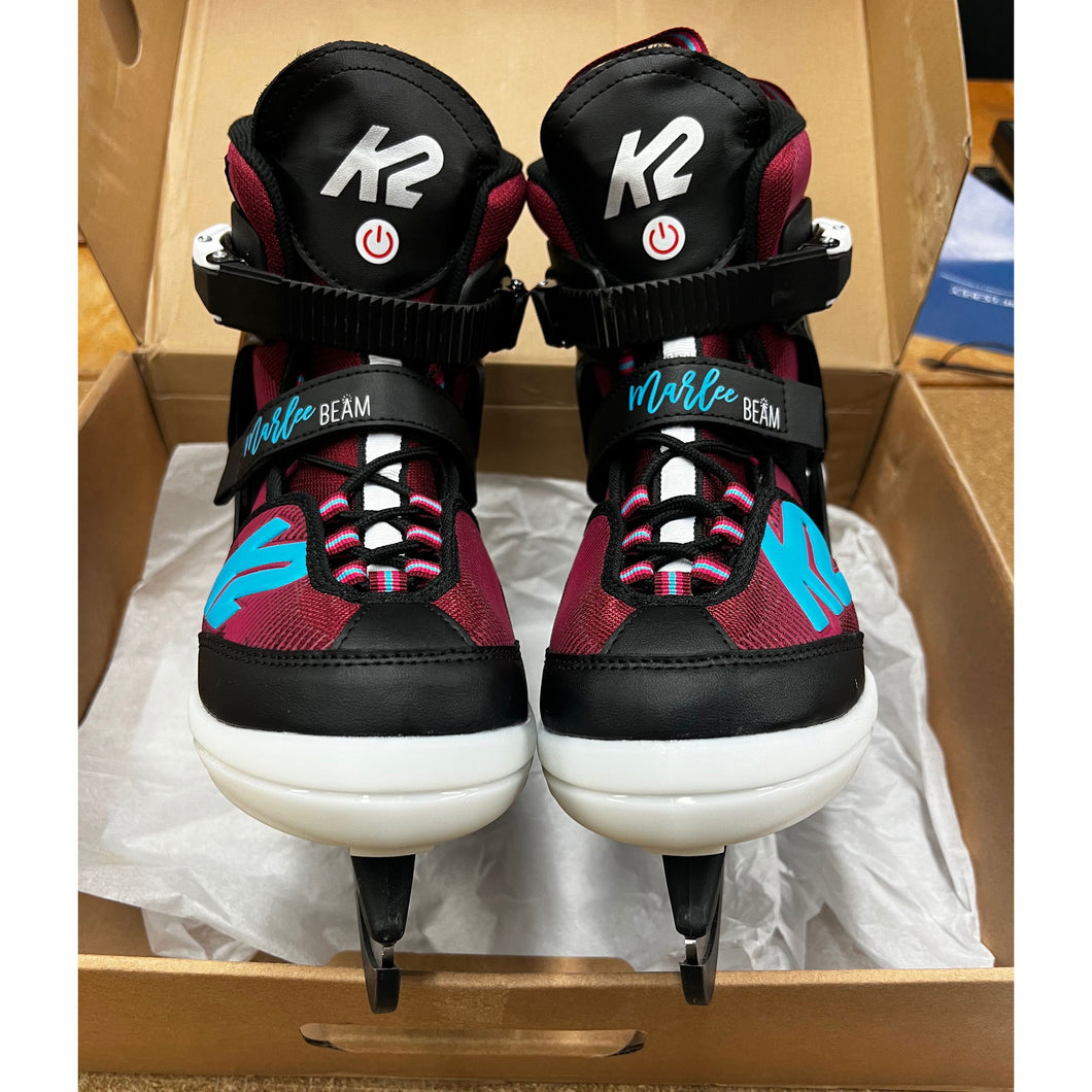 USED K2 Marlee Beam G Adjustable Ice Skates 35919 - Red/Blue/8-12