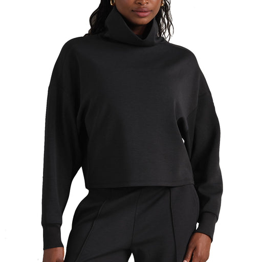 Rhone DreamGlow Mock Neck Womens Golf Pullover - Pure Black Hthr/XL