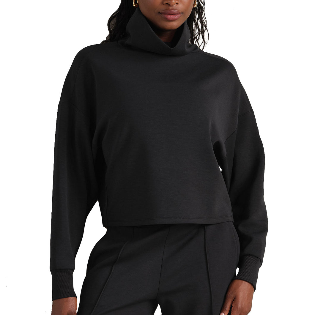 Rhone DreamGlow Mock Neck Womens Golf Pullover - Pure Black Hthr/XL