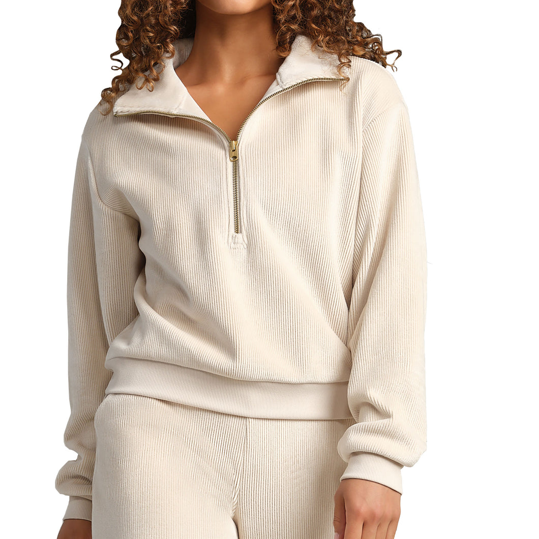 Rhone Plush Half-Zip Womens Pullover - Bone/L