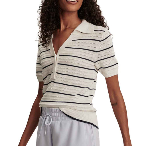 Varley Wren Knit Womens Polo - Wht/Blue Nights/L