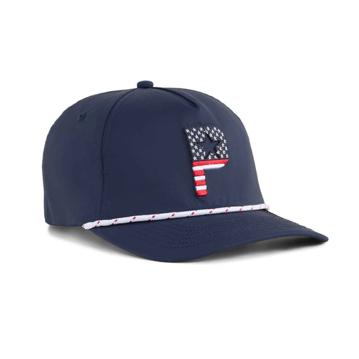 Puma Golf Pars and Stripes 5-Panel Mens Golf Hat - Dp Nvy/Wht Glow/One Size