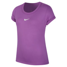 
                        
                          Load image into Gallery viewer, Nike Court Dri-FIT Girls Short Sleeve Tennis Shirt - 532 PURP NEBULA/L
                        
                       - 7