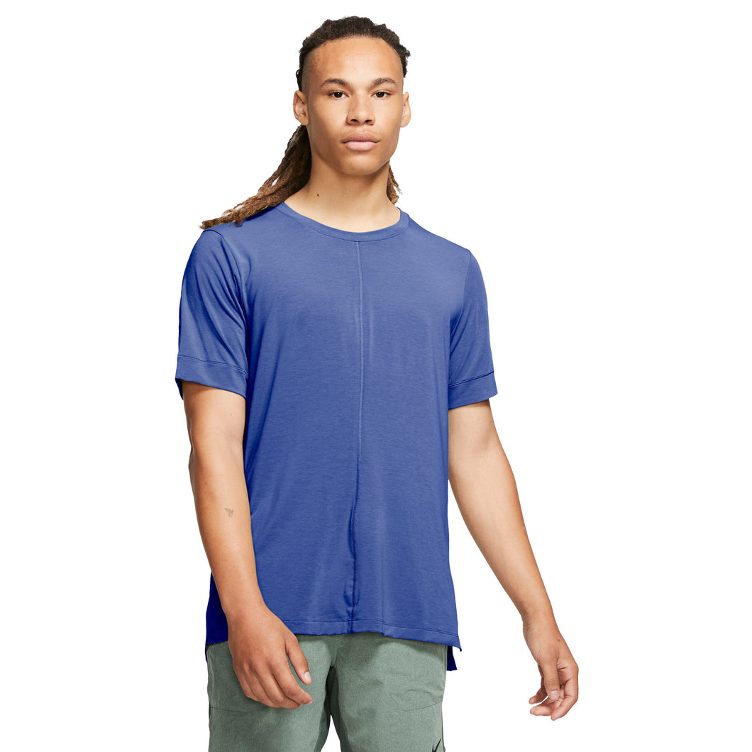 Nike Dri-FIT Yoga Mens Short Sleeve Training Shirt - ASTRON BLUE 430/XL