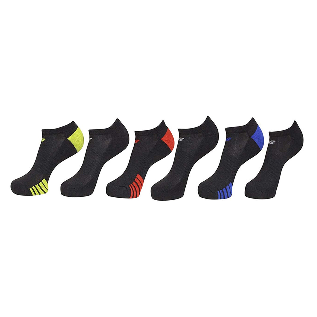 New Balance Perf 6 Pack Mens No Show Tennis Socks - Black/Multi/L