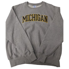 
                        
                          Load image into Gallery viewer, Champion UofM Rev Weave Mens Crewneck Sweatshirt - Grey Michigan/XXL
                        
                       - 2