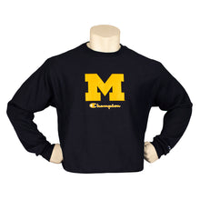 
                        
                          Load image into Gallery viewer, Champion UofM Rev Weave Mens Crewneck Sweatshirt - Navy Block M/XXL
                        
                       - 3