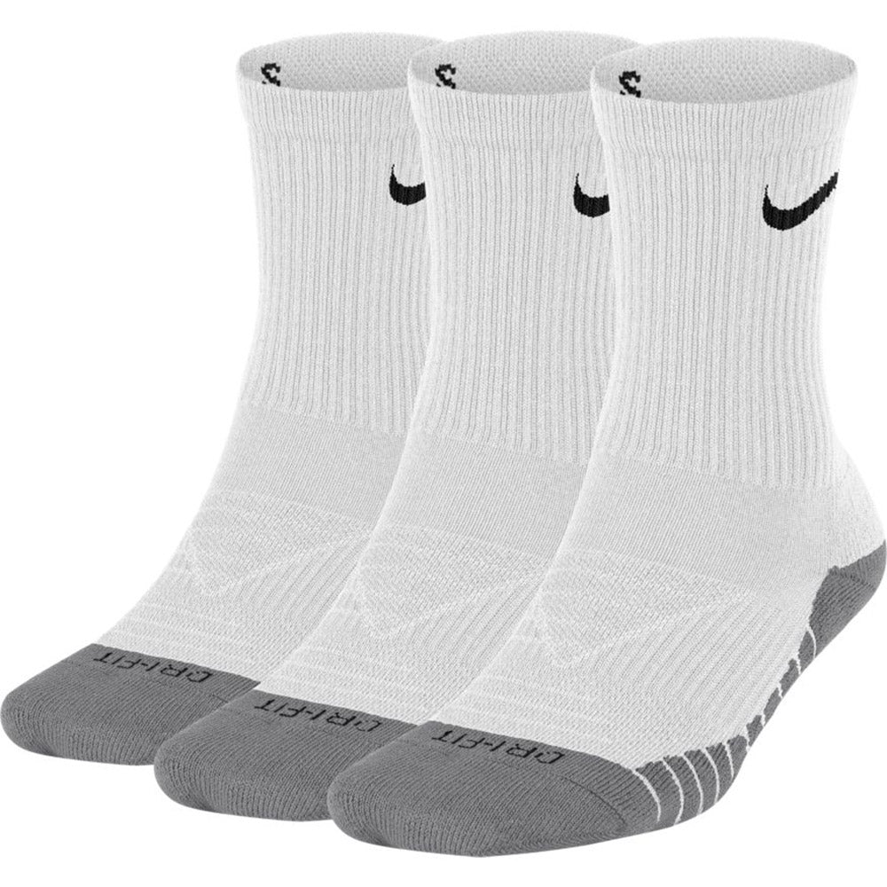 Nike Dry Cushion 3-Pack Kids Crew Socks - White/Grey/Blk/M