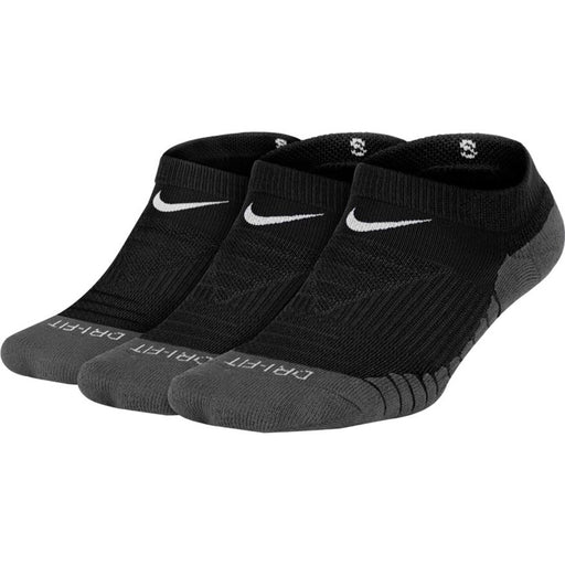 Nike Dry Cushion 3 Pack Kids No Show Socks - Black/Grey/Wht/M
