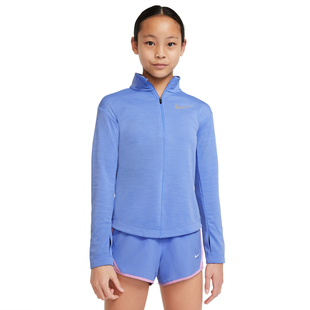 Nike Run Girls Long Sleeve 1/2 Zip - ROYAL PULSE 478/L