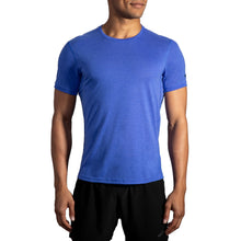 
                        
                          Load image into Gallery viewer, Brooks Distance Short Sleeve Mens Running Shirt - Hthr Amparo Blu/XXL
                        
                       - 3