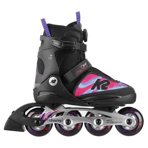 K2 Charm Boa ALU Girls Adjustable Inline Skates - Purple/Swirl/4-8