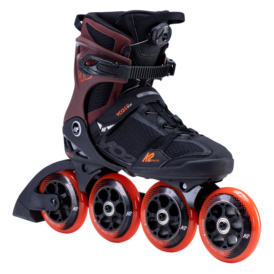 K2 VO2 S 100 Boa Mens Inline Skates - Blk/Orange/Red/14.0