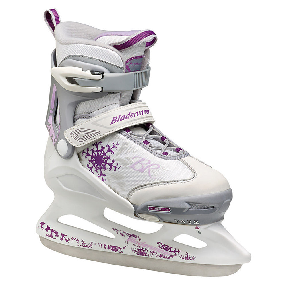 Bladerunner RB Micro Ice WHPU Girls Adj Ice Skates - White/Violet/5-8