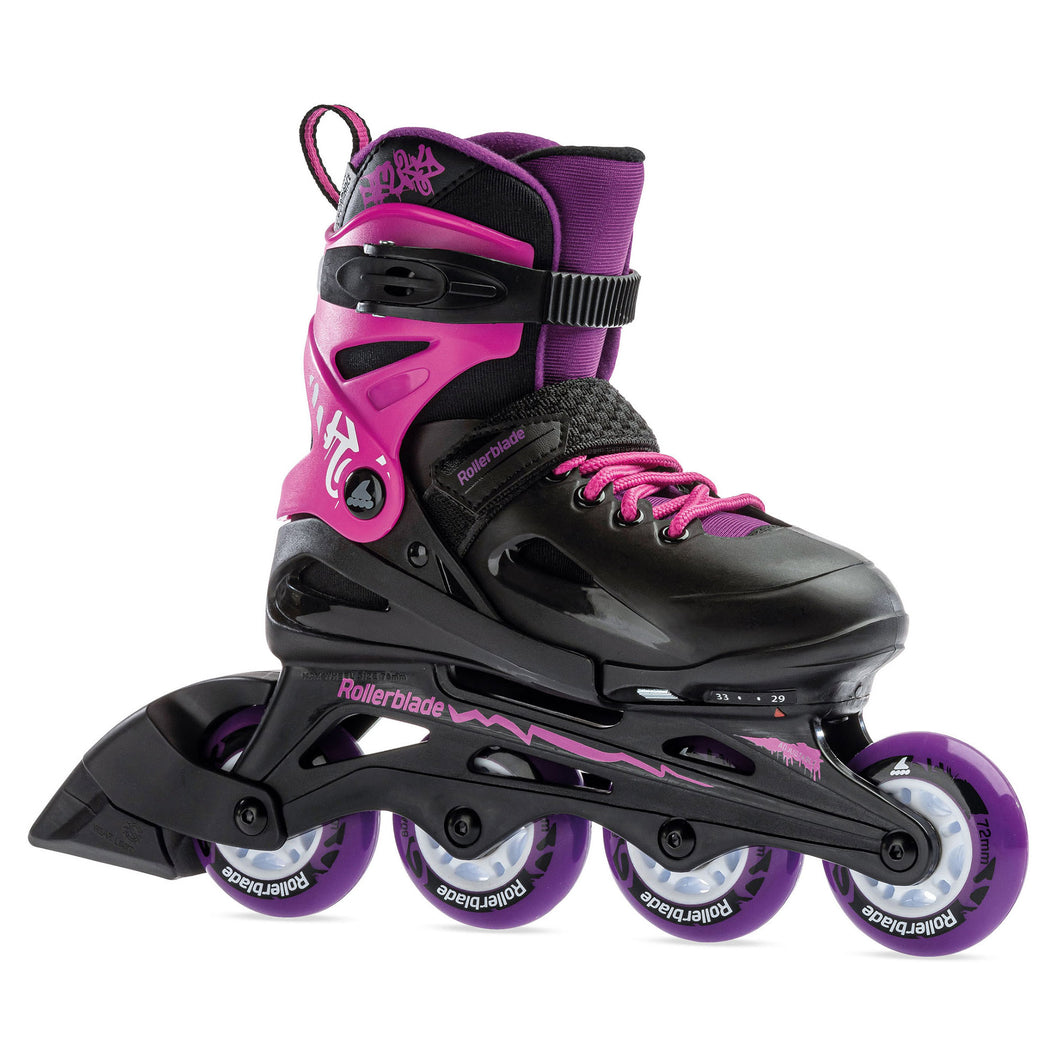 Rollerblade Fury Girls Adjustable Inline Skates - Black/Pink/5-8