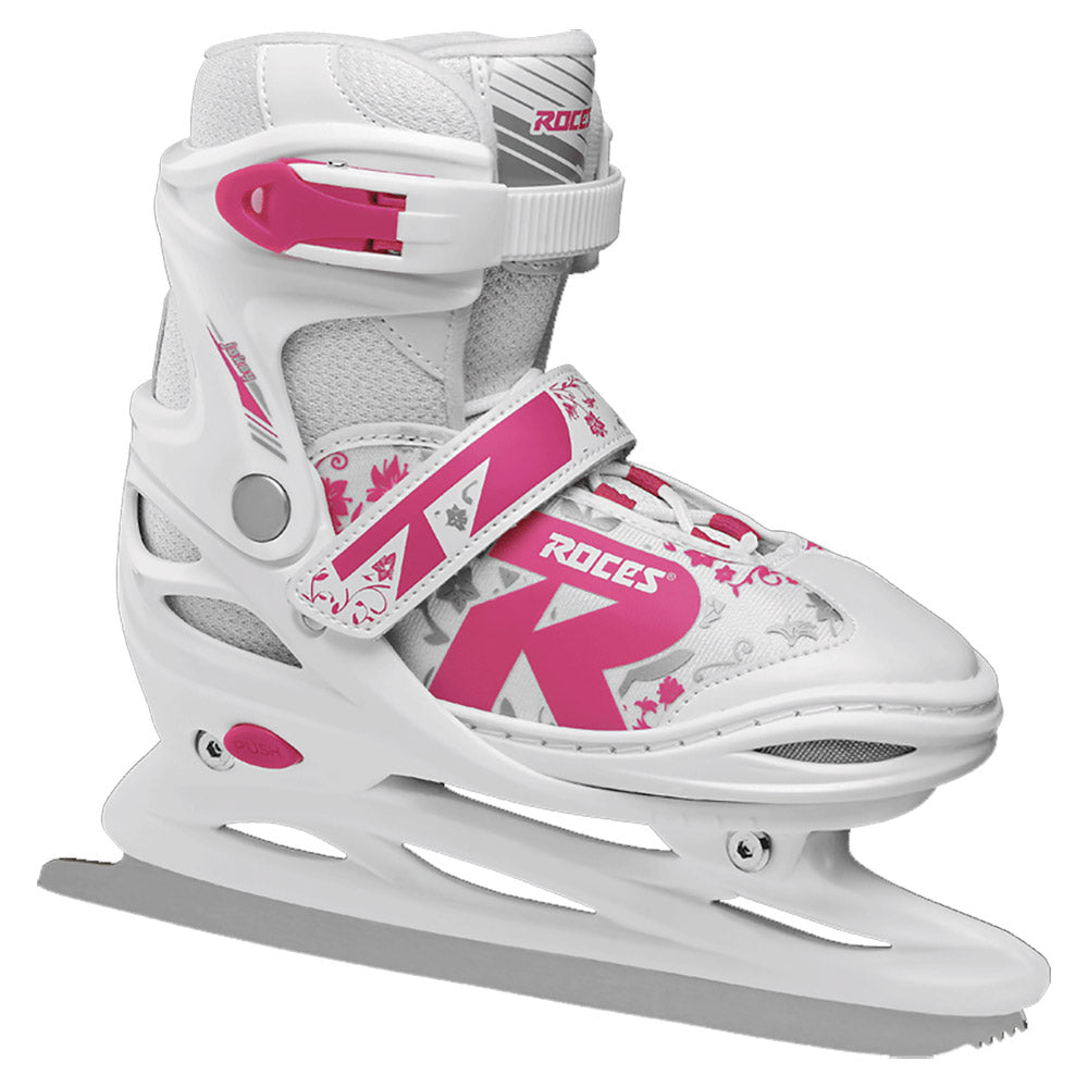 Roces Jokey 2.0 Adjustable Girls Ice Skates - 5-8/White/Fuschia