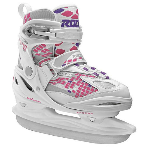 Roces Moody Adjustable Girls Ice Skates - 13J-3/White/Pink