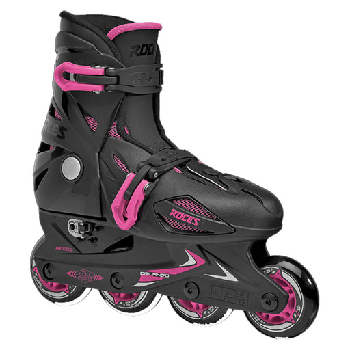 Roces Orlando III Adjustable Juniors Inline Skates - 4-7/Black/Pink