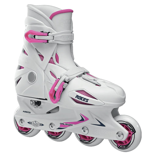 Roces Orlando III Adjustable Juniors Inline Skates - 4-7/White/Pink