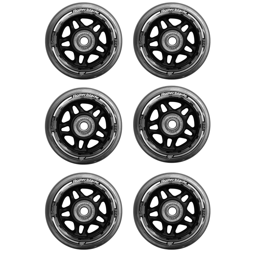 Rollerblade 80mm/82A Inline Skate Wheels 6-Pack - Neutral