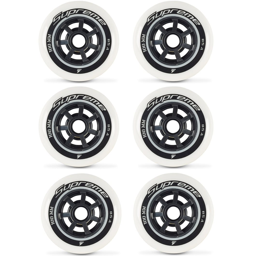 Rollerblade Supreme 100mm/85A Inline Skate Wheels - White