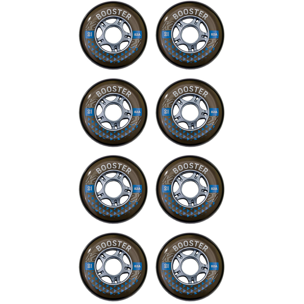 K2 Booster 80mm/82A Inline Skate Wheels 8-Pack - Smoke