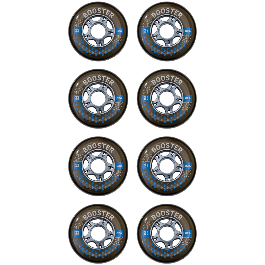 K2 Booster 84mm/82A Inline Skate Wheels 8-Pack - Smoke