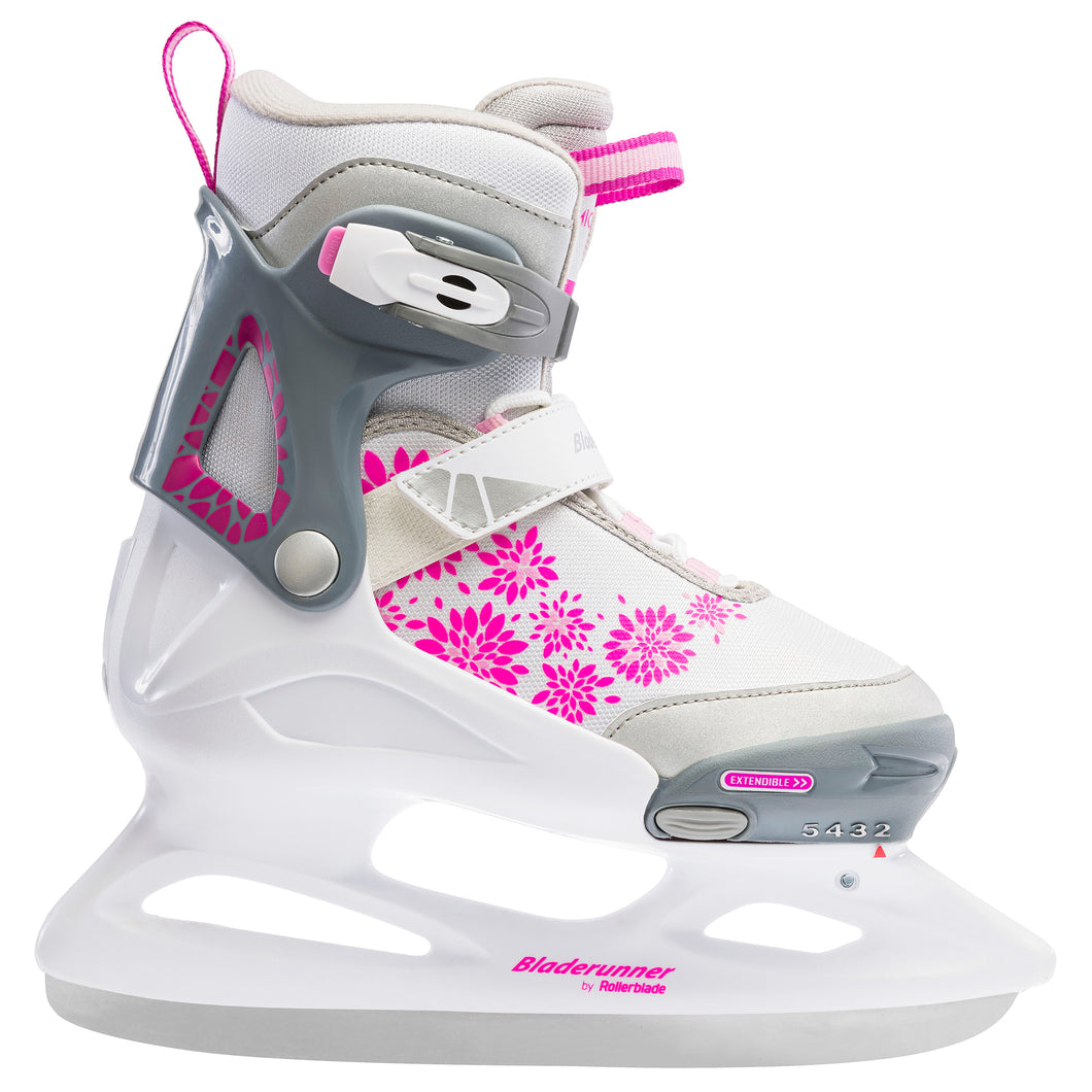 Bladerunner RB Micro Ice WHPK Girls Adj Ice Skates - White/Pink/5-8