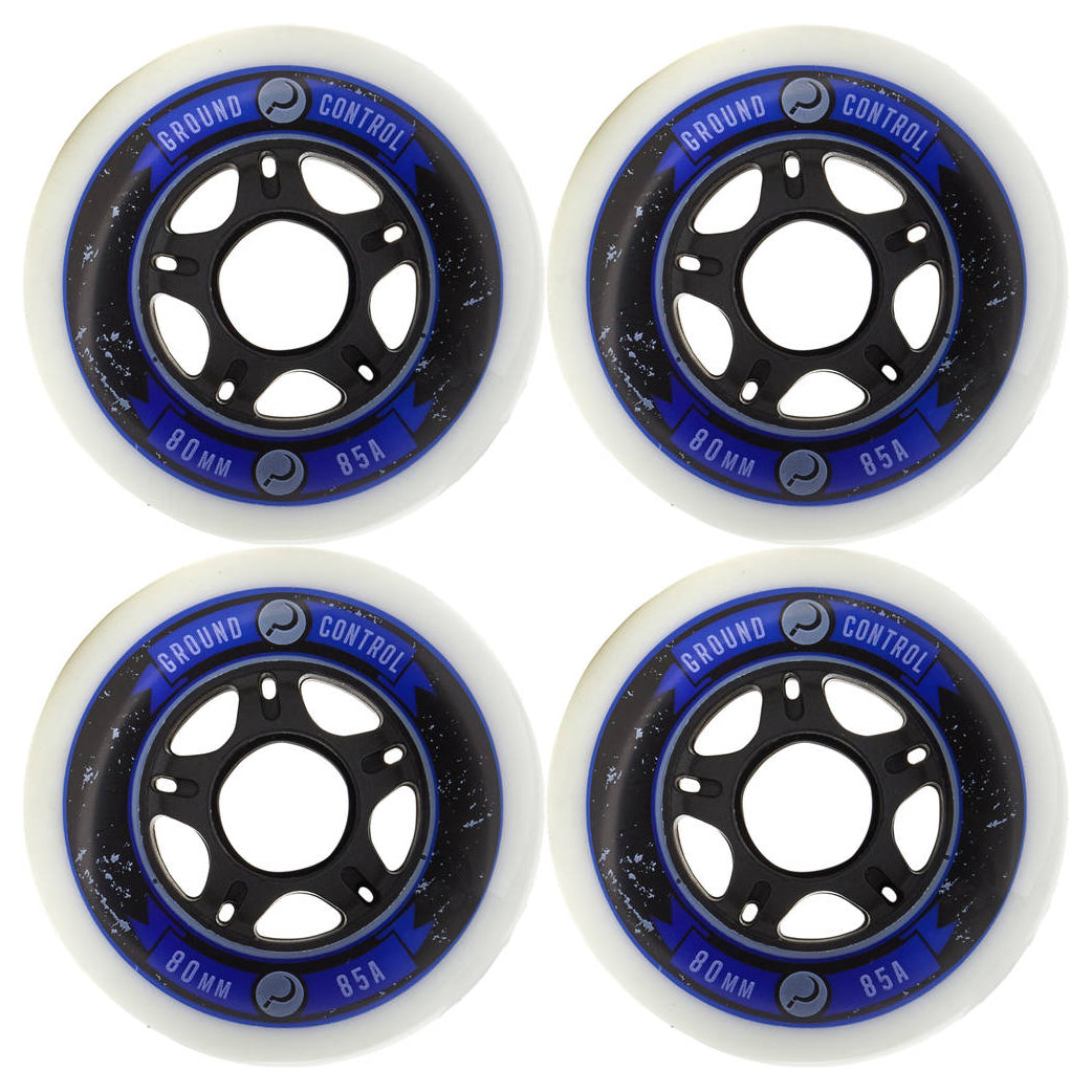 Ground Control 80mm/85A Inline Skate Wheels 4-Pack - White