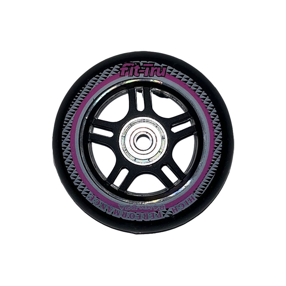 Fit-Tru Cruze 84mm Pink Inline Skate Wheels 4-Pack - Blk/Pnk/Yel