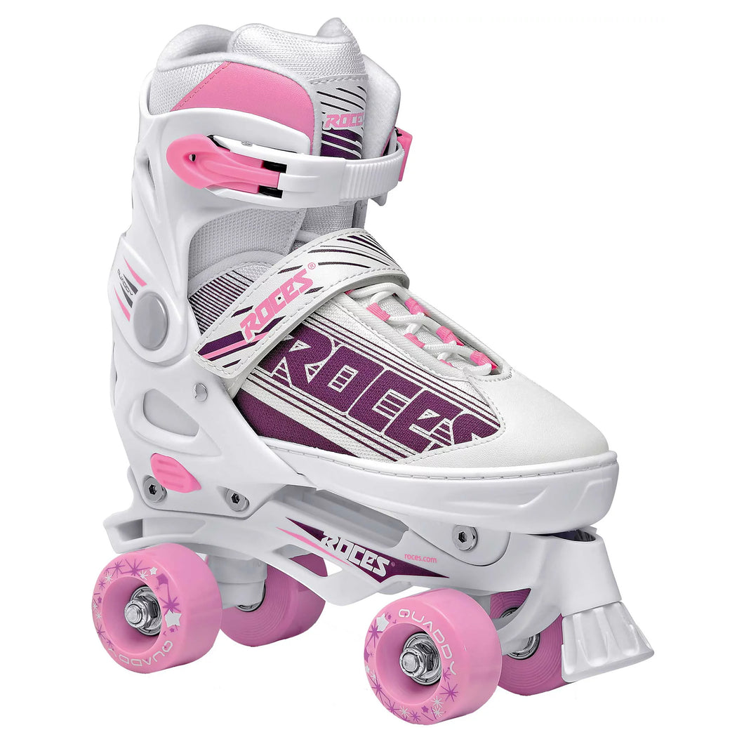 Roces Quaddy Girl Adjustable Girls Roller Skates - 5-8/White/Pink