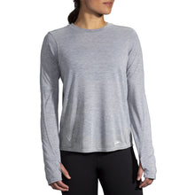 
                        
                          Load image into Gallery viewer, Brooks Distance Womens Longsleeve Running Shirt - HTHR ASH 080/XL
                        
                       - 1