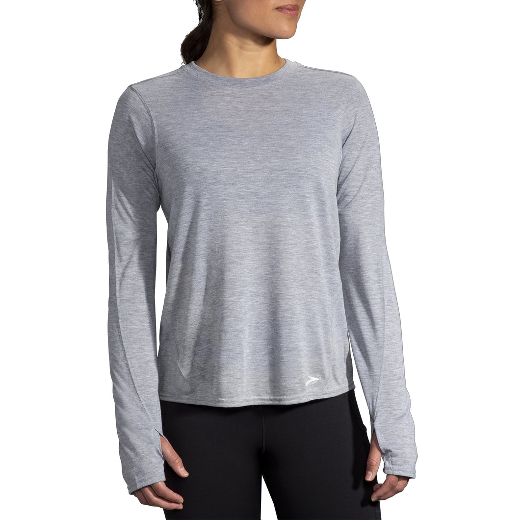 Brooks Distance Womens Longsleeve Running Shirt - HTHR ASH 080/XL