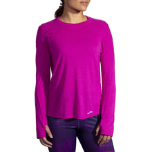 
                        
                          Load image into Gallery viewer, Brooks Distance Womens Longsleeve Running Shirt - HTHR MAGNTA 687/XL
                        
                       - 2