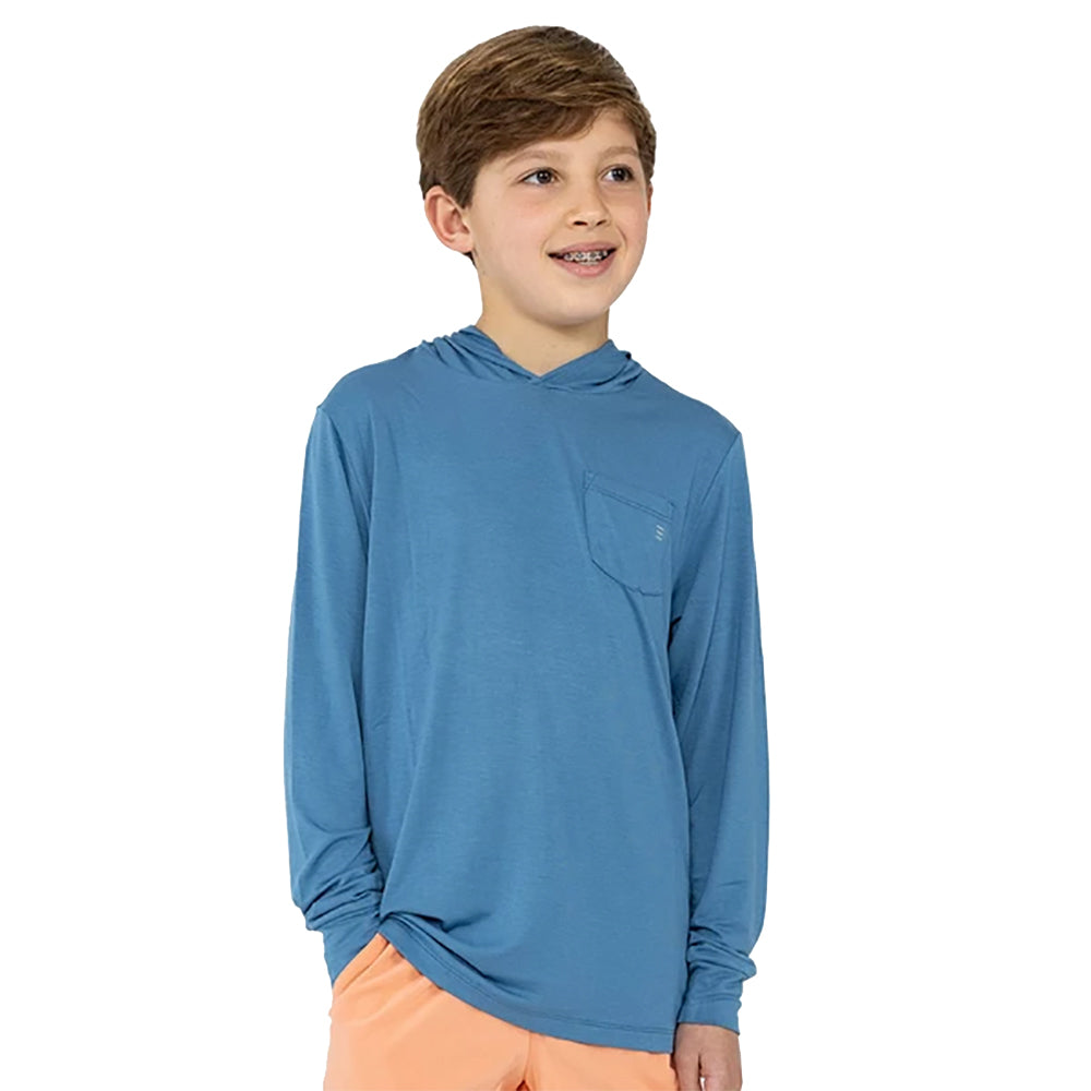 Free Fly Bamboo Shade Youth Hoodie - ATLANTC BLU 110/L