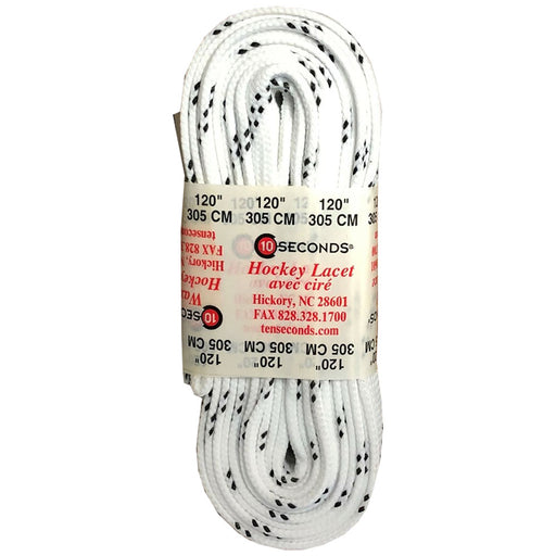 Ten Seconds Waxed Hockey Skate Laces - White/120 IN