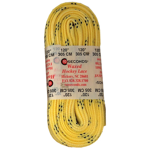 Ten Seconds Waxed Hockey Skate Laces - Yellow/120 IN